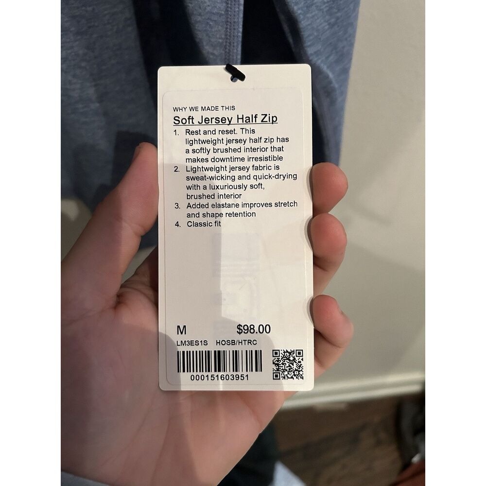 Lululemon Mens Medium Blue Soft Jersey 1/2 Zip Pullover